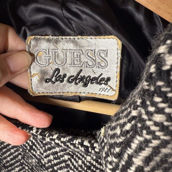 Guess SZ XL Womens Tweed Swing Double Breasted Wool Blend Pea Coat Winter Dressy - Picture 6 of 13